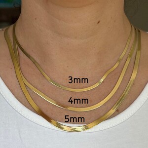 10K Solid Yellow Gold Herringbone Chain Necklace - Elegant & Timeless Gold Jewelry Gift for Women