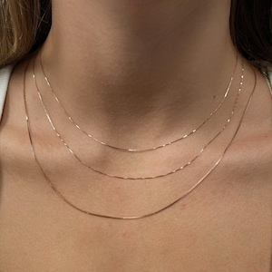 Solide 14K Rosegold Kettenhalskette, 14K Rosegold Box Kette, Zierliche Halskette Kette, Echtgold Kette, Halskette für Frauen, 14K Goldschmuck