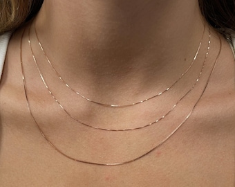 Solid 14K Rose Gold Chain Necklace, 14K Rose Gold Box Chain, Dainty Necklace Chain, Real Gold Chain, Necklace For Women, 14K Gold Jewelry