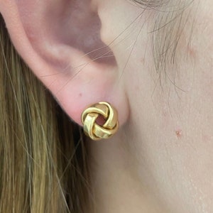 14K Yellow Gold 10mm Polished Love Knot Stud Earrings, Real Gold Earrings, Knot Earrings, Yellow Gold Earring, White Gold Earring, Women