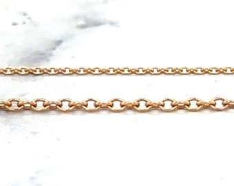 Solid 18K Rose Gold 1mm 1.5mm Oval Cable Chain, 16" 18", Real Gold Necklace, Pink Chain, Dainty Chain, Woman