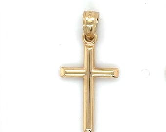 14K Yellow Gold Petite Cross, Charm Pendant, Religious Jewelry, Christian Pendant, Baptism Jewelry, Religious Gift, Anniversary Pendant