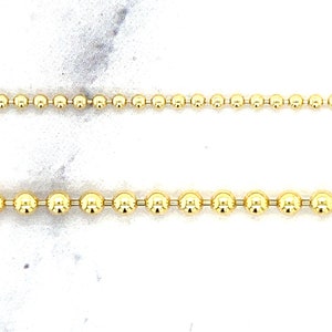 Solid 18K Yellow Gold Bead Chain with Lobster Lock, 1.5mm 2.5mm Wide, 16&quot; 18&quot; 20&quot; 24&quot;, Real Gold Necklace, Ball Chain, Women Gold Chain