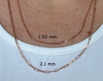Solid 14K Rose Gold Paperclip Necklace ~ Delicate Gold Chain, Minimalist Necklace, Dainty Chain Necklace ~ 16&quot; to 24&quot; sizes available