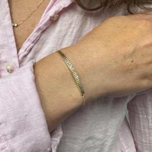 14K Yellow Gold Friendship Bracelet For Women, Curved Bar Bracelet, Adjustable Jewelry, Unique Bracelet, Best Friend Gift, Birthday Gift