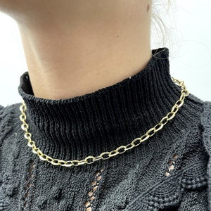 14K Yellow Gold Oval Cable Link Chain, 18", Real Gold Necklace, Gift For Her, Women (5mm )