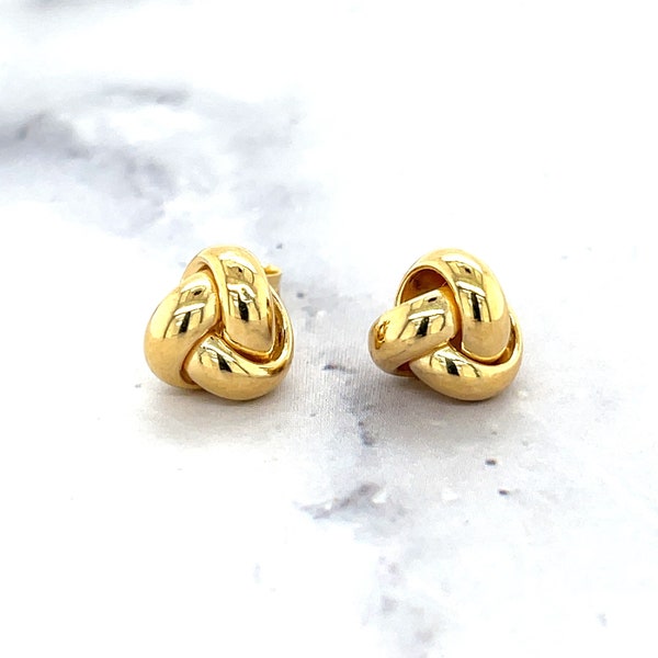 14K Yellow Gold 7mm 9mm Love Knot Stud Earrings, Small Stud Earrings, Real Gold Earrings, Girls, Women