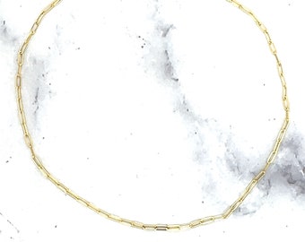 Solid 14K Yellow Gold 10&quot; Paperclip Link Chain Anklet, 1.5mm Wide, Women Anklet Jewelry