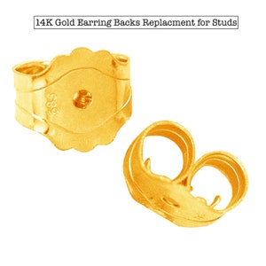 14K Yellow Gold Earring Backs for Studs, Replacement Lock Backs, Small Size Earring Accessories for Secure Fit