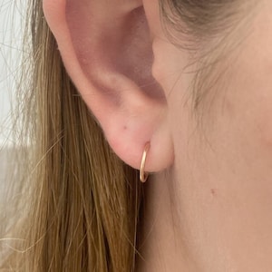 14K Solid Gold Hoop Earrings ~ 10mm Small Hoops, Endless Hoop Earrings, 14K Gold Jewelry, Petite Earrings, Wedding Gift, Bridal Earrings