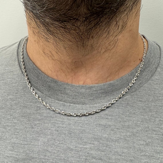 Collana Catena Corda Royal In Oro Bianco 14K Solido – Larghezza 2.0 Mm, Varie Lunghezze (40-76 Cm), Gioiello Regalo - 3