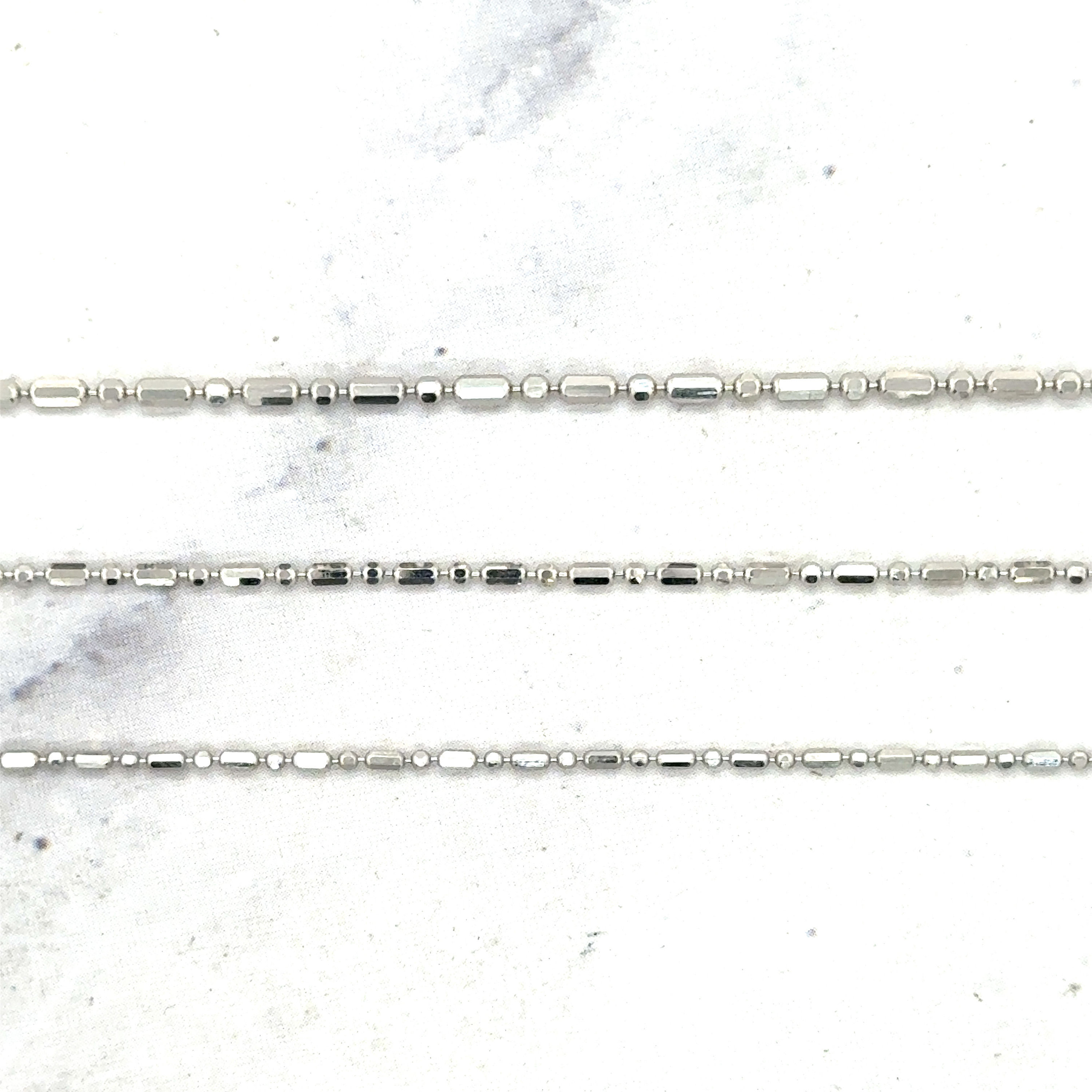 Catena Spiga quadrata a forma di grano con taglio a diamante in oro bianco massiccio 14K, collana da donna in oro bianco, catena ITALIA 14K, vera catena in oro bianco 14K