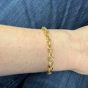 14K Yellow Gold 7.5&quot; Oval Euro Link Chain Bracelet, Real Gold Bracelet, Fashion Bracelet, Women