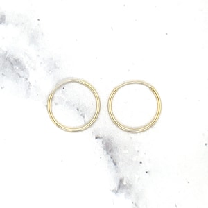 10K Yellow Gold Small Hoops, Endless Hoop Earrings, Tiny Earrings For Her, Best Gift For Mom, Real Gold Jewelry Gift, Dainty Earrings