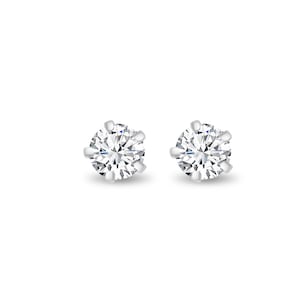14K White Gold Diamond Stud Earrings, Lab Grown Diamonds,  5 Prongs Setting, Petite Studs, GH VS 0.26 Carat IGI Certified