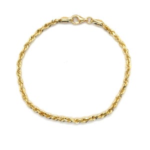 14K Yellow Gold Royal Rope Chain Bracelet, 7&quot; 8&quot; Diamond Cut, Real Gold Jewelry, Unisex Gift, 3mm Stylish Accessory