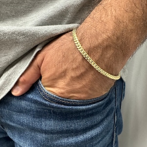 Solid 14K Yellow Gold Miami Cuban Link Bracelet, 4.9mm Wide, 8.5&quot; Curb Chain Bracelet, Real Gold Bracelet, Heavy Bracelet, Men