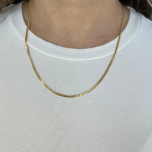 18K Solid Yellow Gold Curb Chain Necklace, 2.2mm Thick, 16-24 Inch, Real Gold Gourmette Chain, Unisex image 1