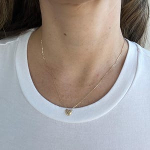 14K Heart Necklace - Scribbles Pendant Design - Yellow Gold, 18" Delicate Chain, Everyday Women’s Jewelry Gift