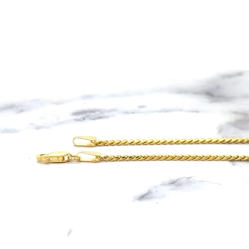 Solid 18k Yellow Gold 2.2mm Curb Chain Necklace, 16"-24" Real Gold, Unisex