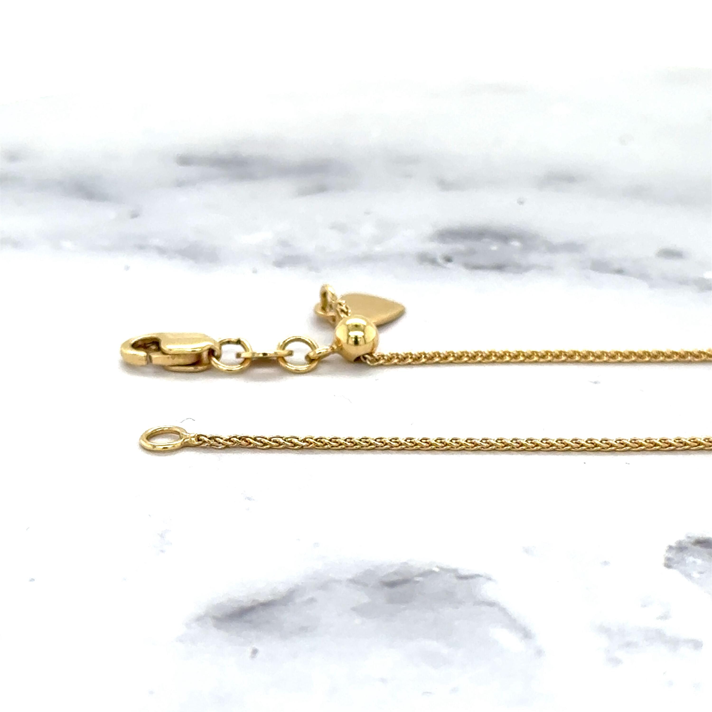 14 K giallo oro catena corda regolabile, 1.0 mm, 55,9 cm