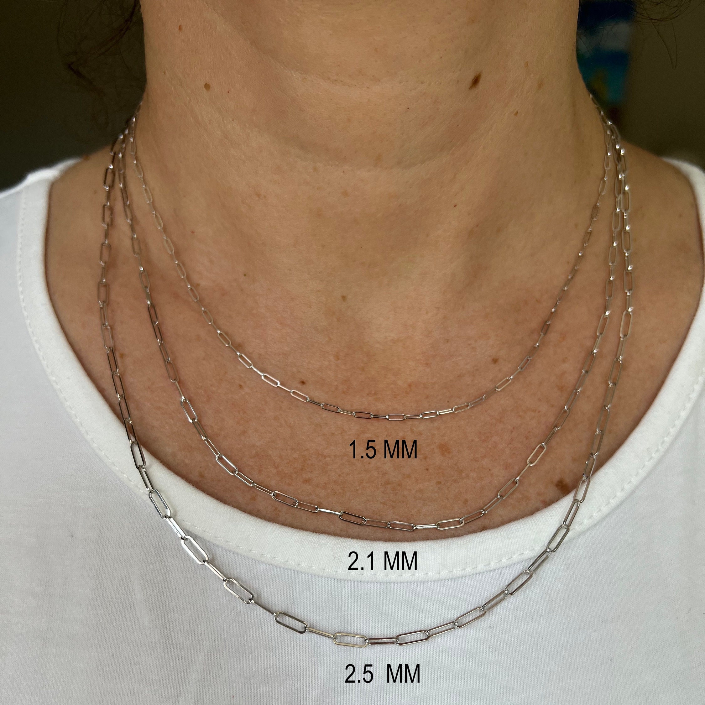 Solid 14K White Gold Paperclip Necklace, Chain Necklace, Real Gold Jewelry, Delicate Chain, Minimalist Necklace ~ 16" to 24" sizes available