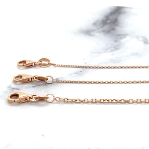 Solid 14K Rose Gold Oval Cable Chain, 0.85mm 1mm 1.5mm Wide, 16&quot; to 20&quot;, Real Gold, Pink Chain, Dainty Chain, Woman