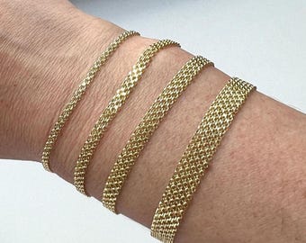 14K Yellow Gold 7.25 Inch 2.5MM 3.5MM 4.7MM 7MM Thick, Bismark Link Chain Bracelet, Real Gold
