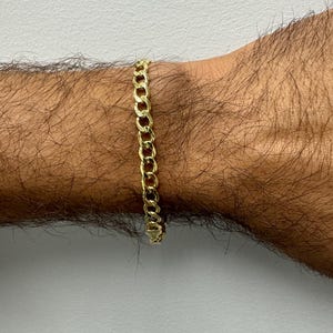 10K Yellow Gold Lite Curb Bracelet, 8&quot; Long, Miami Cuban Bracelet, Real Gold Bracelet, Unisex, Men (6.2mm)