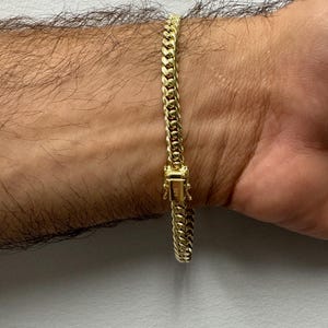 Solid 10K Yellow Gold 4.9mm Miami Cuban Link Bracelet, 8.5", Curb Chain, Real Gold Bracelet, Men