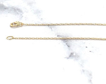 14K Solid Gold Chain Necklace ~ 0.7mm Tiny Rope Chain, Real Gold Chain, Dainty Chain, Minimalist Jewelry ~ 16&quot;, 18&quot; and 20&quot; sizes available