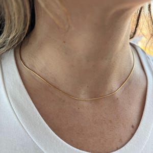 Solid 14K Yellow Gold 0.7mm 0.9mm Round Snake Chain, 16&quot; 18&quot; 20&quot; 24&quot; Delicate Snake Necklace, Real Gold Chain, Women