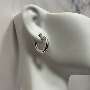 10K White Gold Hoop Earrings, Classic Hoop Earrings, Real Gold Jewelry Gift, Round Hoops, Mothers Day Gift, Statement Earrings, Polished