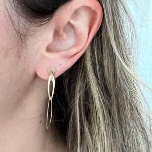 14K Gelbgold flache ovale Ohrringe, Modeohrringe, Echtgold, Frauen