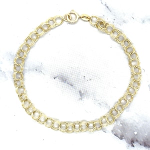 14K geelgouden armband, drievoudige schakelarmband, cadeau voor haar, echt gouden sieraden, uniek huwelijkscadeau, bruidsmeisjesieraden, cadeau-idee