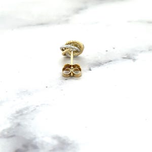 14K Two-Tone Gold Textured Multi Row Love Knot Studs (9mm), Yellow & White Real Gold Earrings, Women image 6