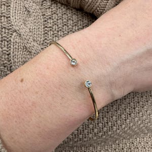14K Yellow Gold 3mm Blue Topaz Open Cuff Bangle Bracelet, Gemstone Jewelry, Real Gold Bangle, Women Bangle, Minimalist Jewelry, Gift Idea