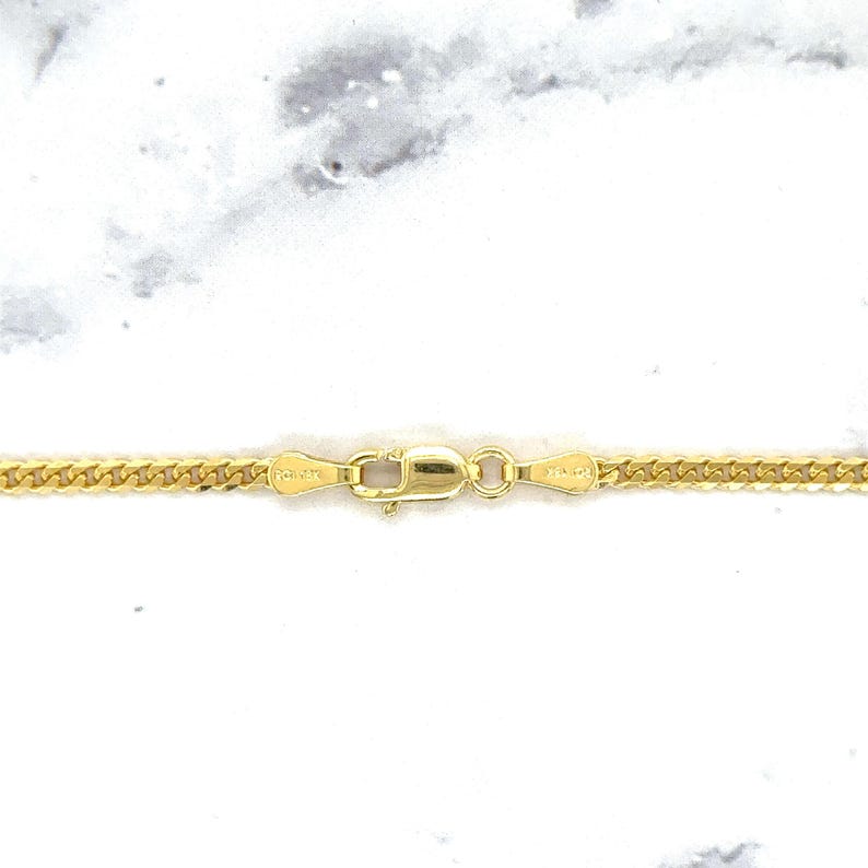 Solid 18k Yellow Gold 2.2mm Curb Chain Necklace, 16"-24" Real Gold, Unisex