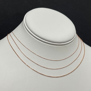 Solide 14K Rose Gold 16 &quot;18&quot; 20&quot; Diamantschliff Kabelkette, 0,7 mm 0,9 mm 1,1 mm breit, ovale Gliederkette, Echt Gold Halskette, Frauen