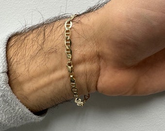 5mm 14k Gold Plated Mariner Chain Bracelet - 7 Inch, Lobster Clasp & Polishing Cloth