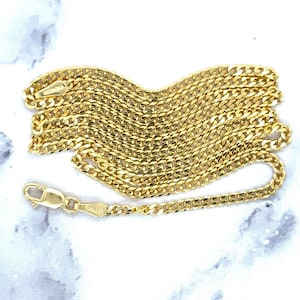 Solid 18k Yellow Gold 2.2mm Curb Chain Necklace, 16"-24" Real Gold, Unisex
