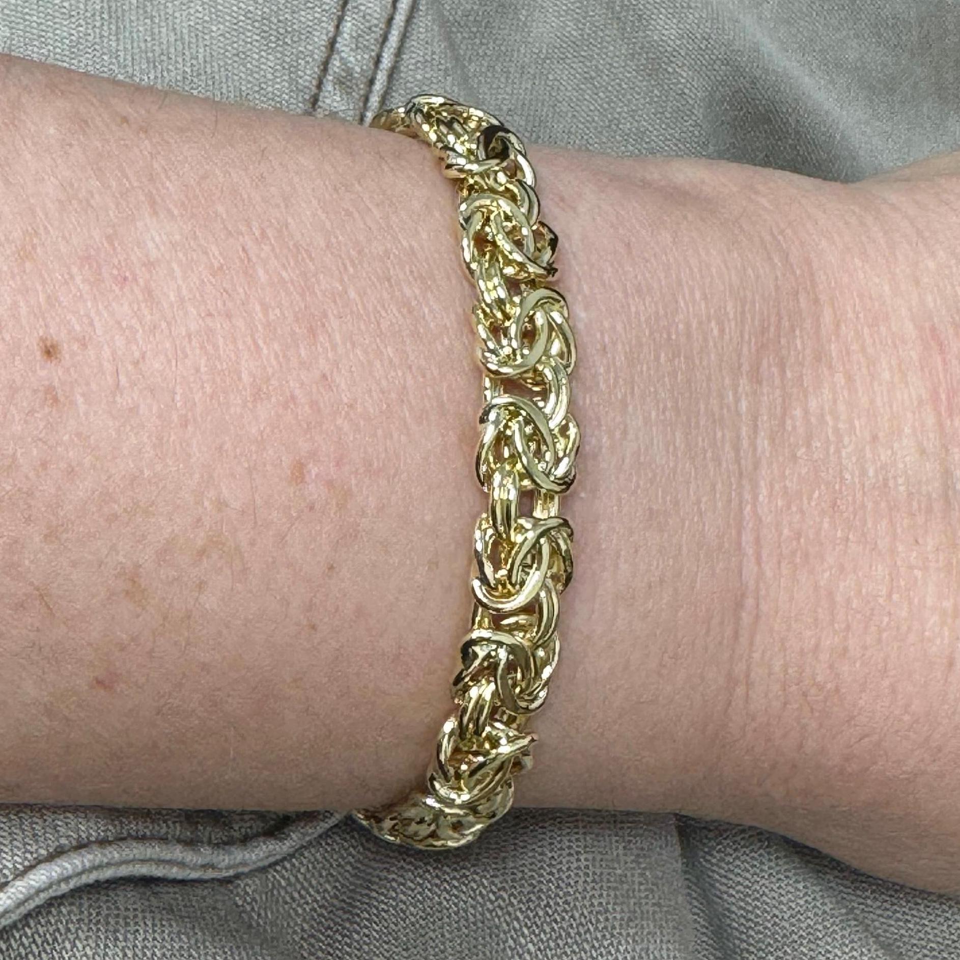 QVC Domed Status Byzantine Bracelet – Real 14K Two-Tone Gold – Selectable Length – J287941