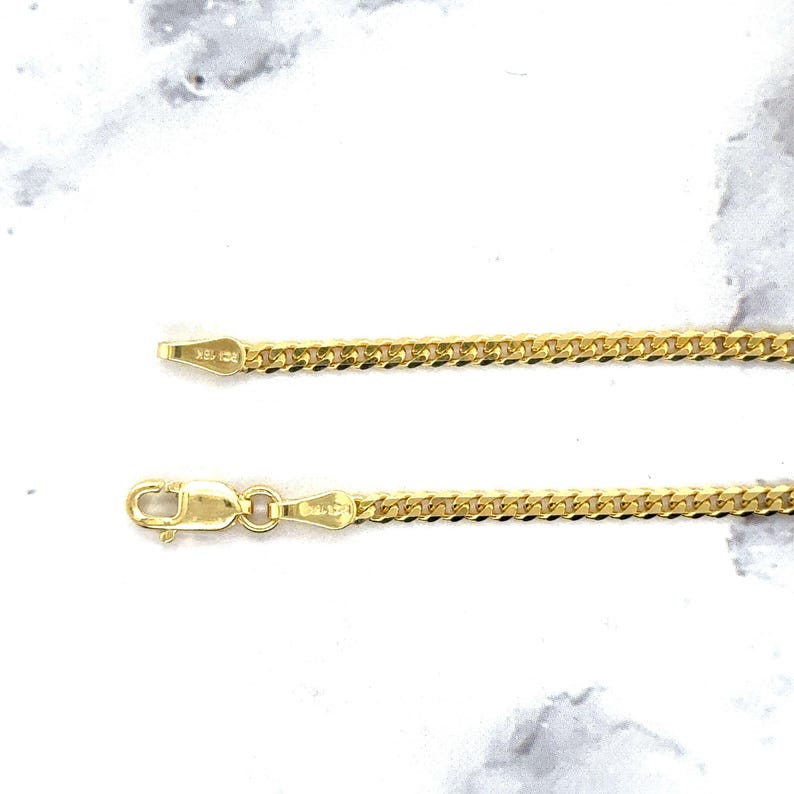 Solid 18k Yellow Gold 2.2mm Curb Chain Necklace, 16"-24" Real Gold, Unisex