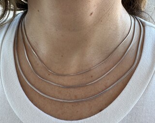 Collana Catana Franco In Oro Massiccio Bianco – Spessore 0,9 Mm – Chiusura A Moschettone – Gioiello Uomo E Donna – Finitura Lucida, Peso 2,6 Gr