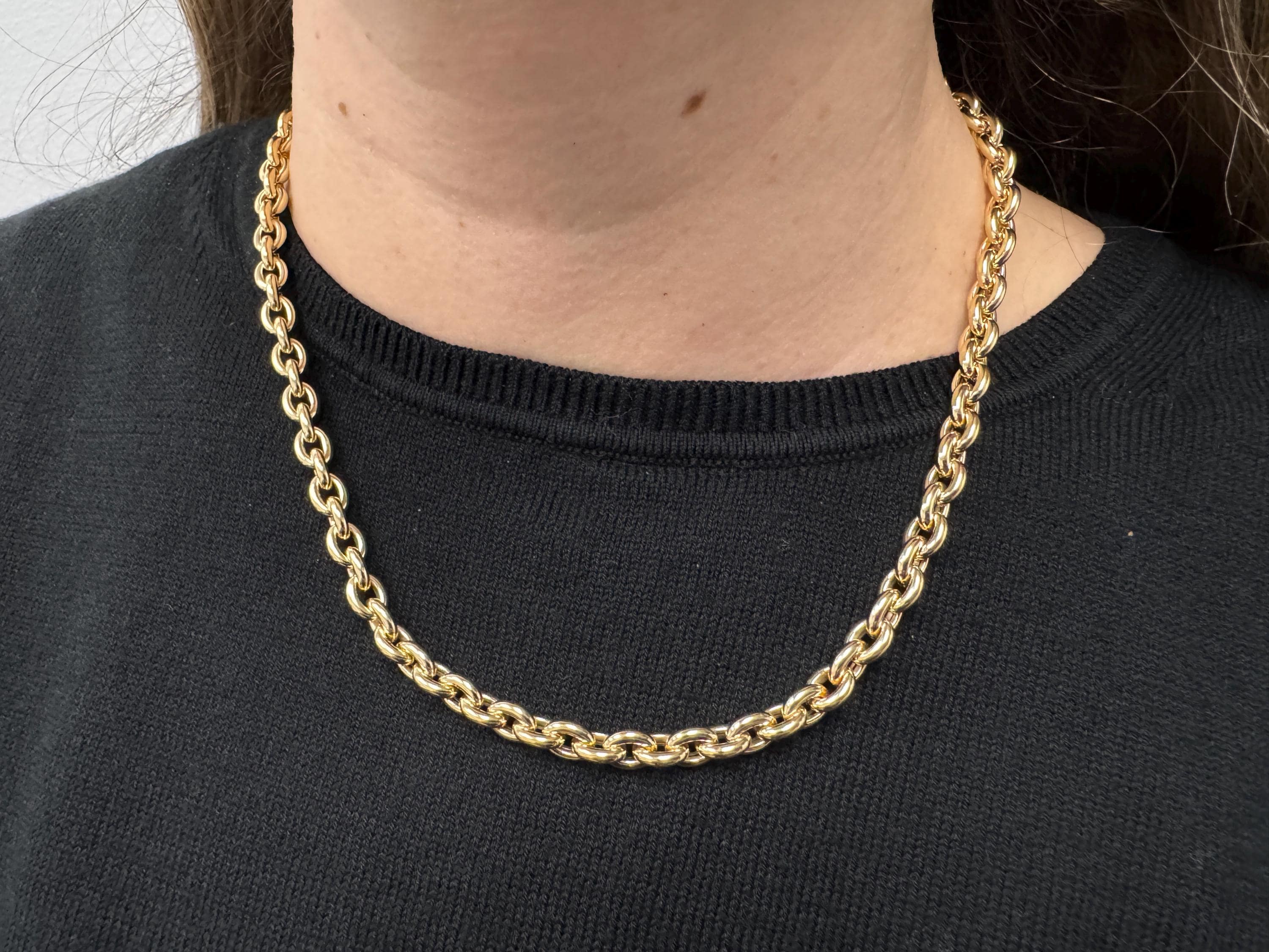 14Kイエローゴールド 18インチ オーバル ロロリンクチェーンネックレス