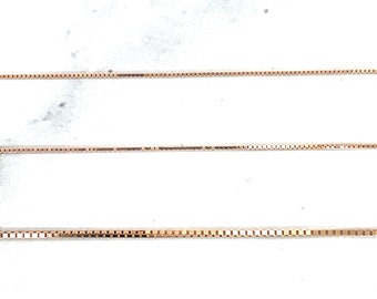 Solid 14K Rose Gold Chain Necklace, 14K Rose Gold Box Chain, Dainty  Necklace Chain, Real Gold Chain, Necklace For Women, 14K Gold Jewelry - Main Image