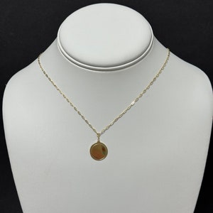 Personalized 14K Gold Necklace, Engravable Medallion Necklace, Yellow Gold Jewelry, Initial Disc Necklace, Custom Name Necklace, Pendant