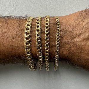 14K Yellow Gold 8.5&quot; Miami Cuban Bracelet, 4.5mm 5.5mm 7mm 8mm wide, Real Gold, Cuban Gold Bracelet, Men&#39;s Bracelet, Men Gold Jewelry