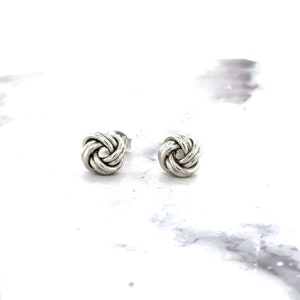 14K White Gold 10mm Muli-Row Love Knot Stud Earrings, Two Row Knot Studs, Loveknots Gold Studs, Real Gold Earrings, Yellow Gold, Women