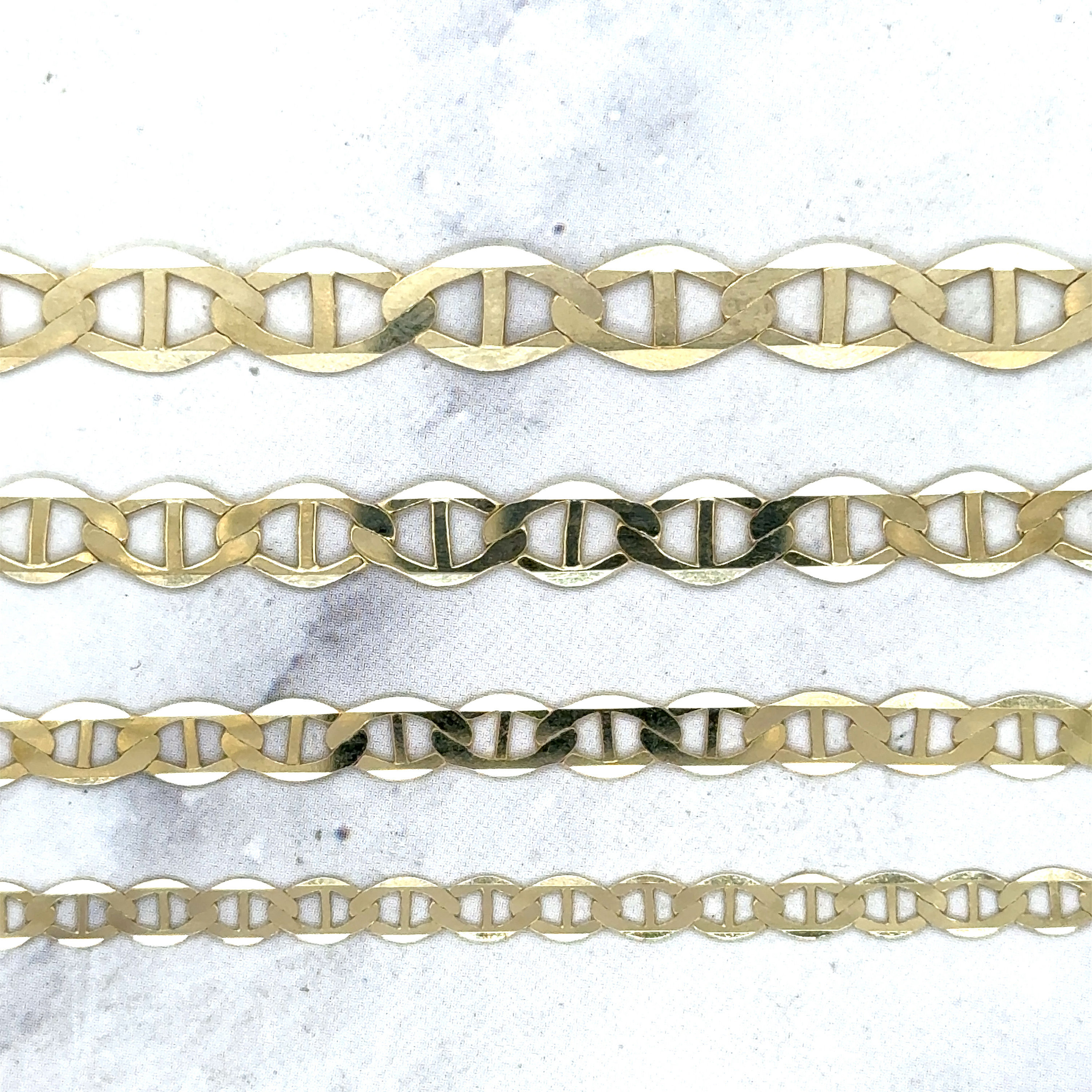 Seemann Gliederkette Halskette Echt 14K Gelb Vergoldet Silber